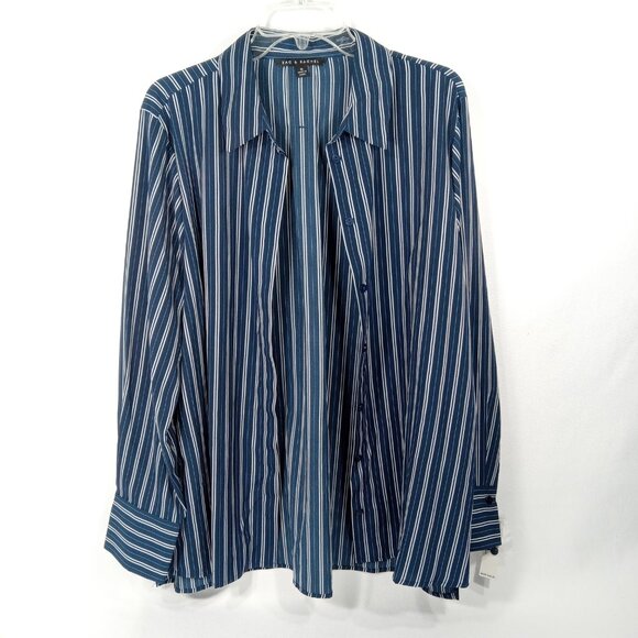 ZAC & RACHEL Women's Blue Striped Long Sleeve Button Front Shirt Size XL NWT - Picture 4 of 13